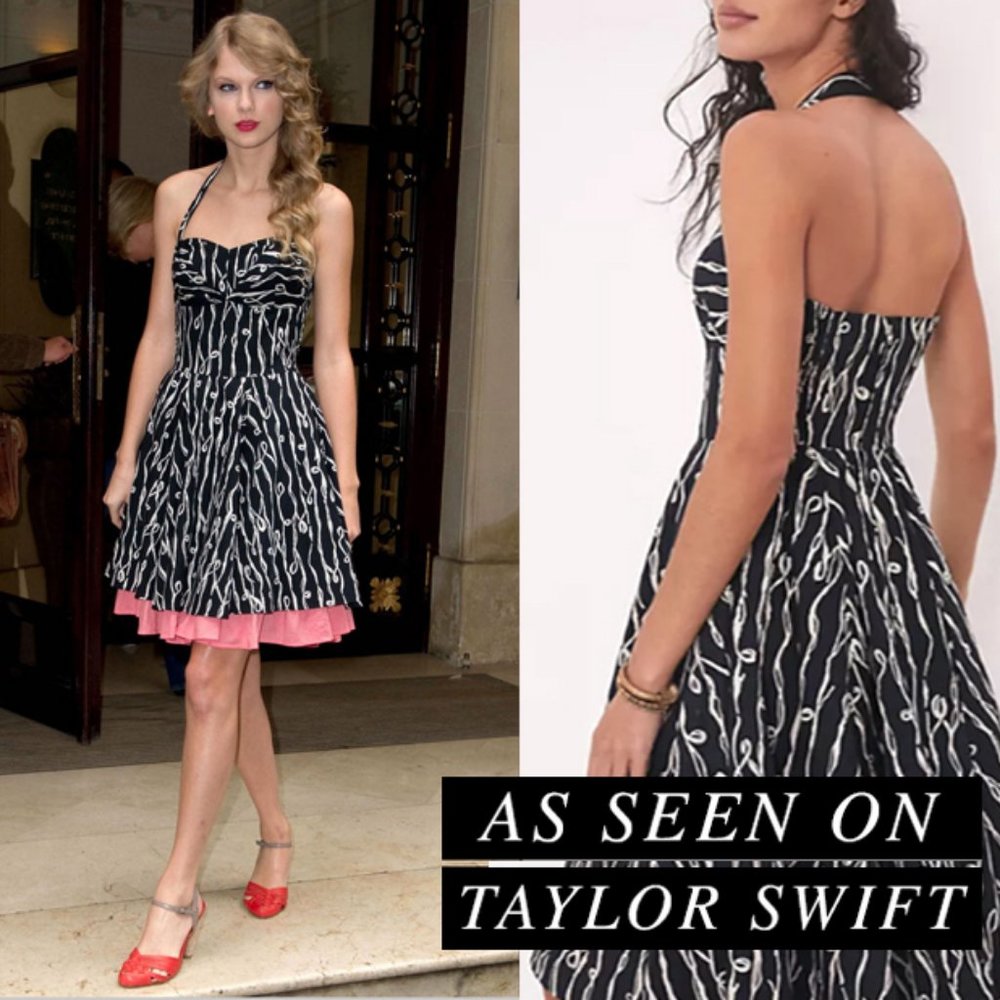 As seen on Taylor Swift – Girls from Savoy Retro Cerys Halter Midi Dress, sz 2